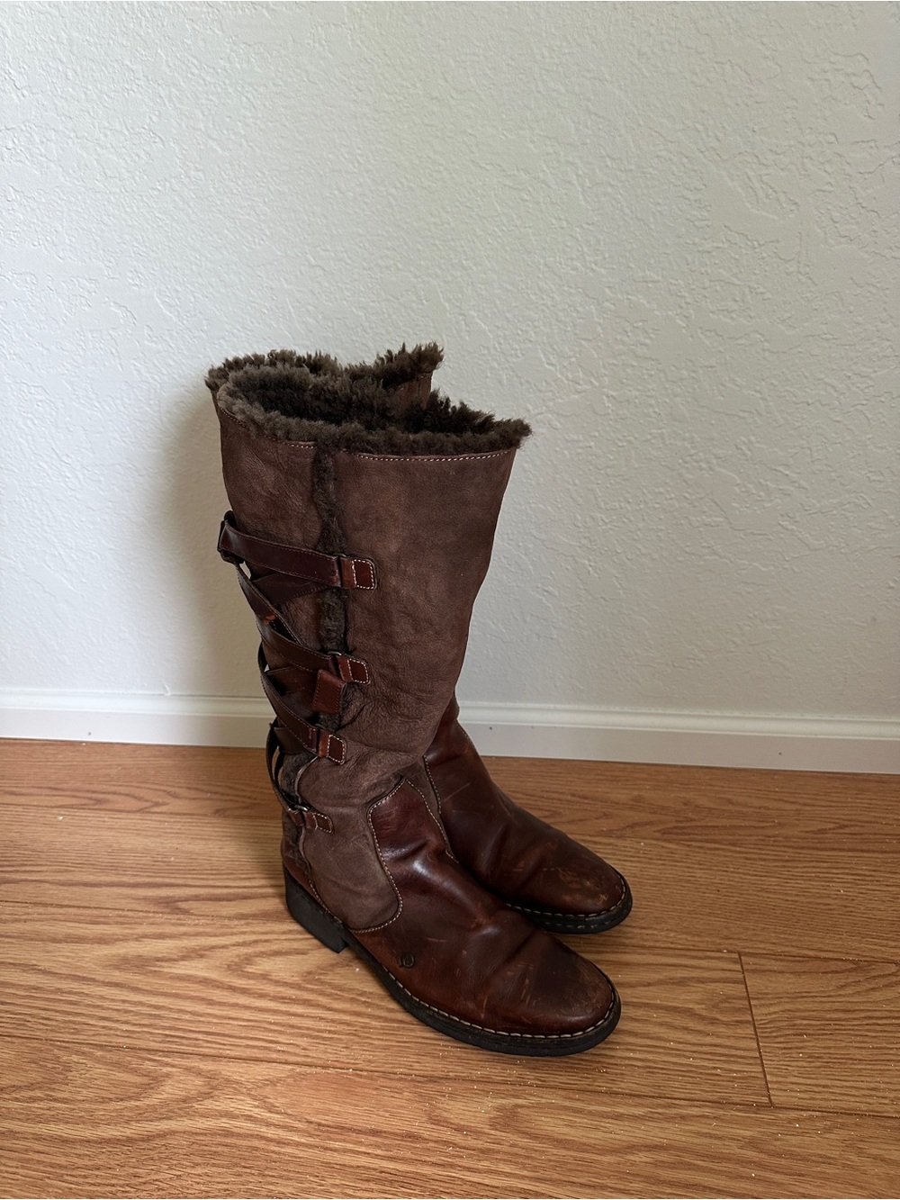 Born Brown Leather Shearling
Lined Riding Winter Tall Boots US 11 EU 43